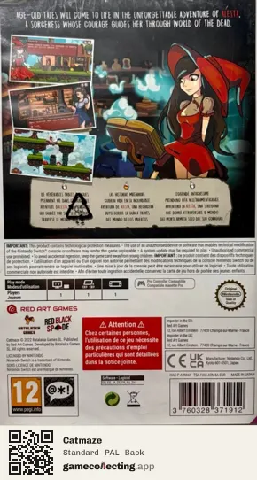 Catmaze Nintendo Switch, PAL box back