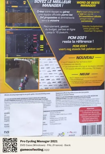 Pro Cycling Manager 2021 Computer, France box back