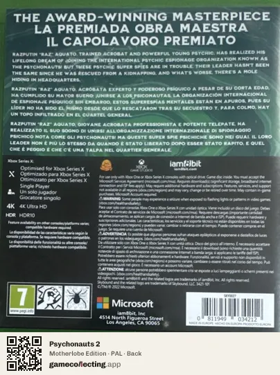 Psychonauts 2 Xbox One, PAL box back