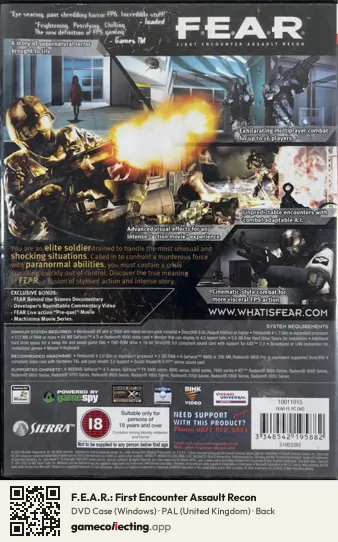 F.E.A.R.: First Encounter Assault Recon Computer, United Kingdom box back