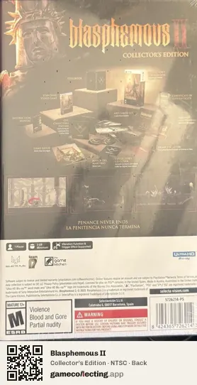 Blasphemous II PlayStation 5, NTSC box back