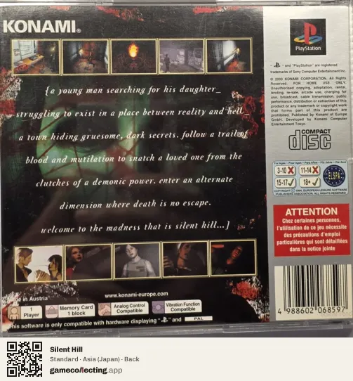 Silent Hill PlayStation, Japan box back