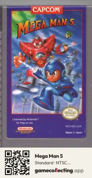 Mega Man 5 Nintendo Entertainment System, NTSC cartridge label