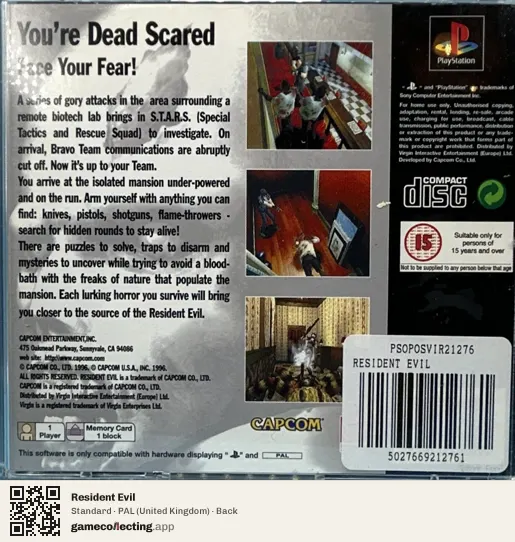 Resident Evil PlayStation, United Kingdom box back