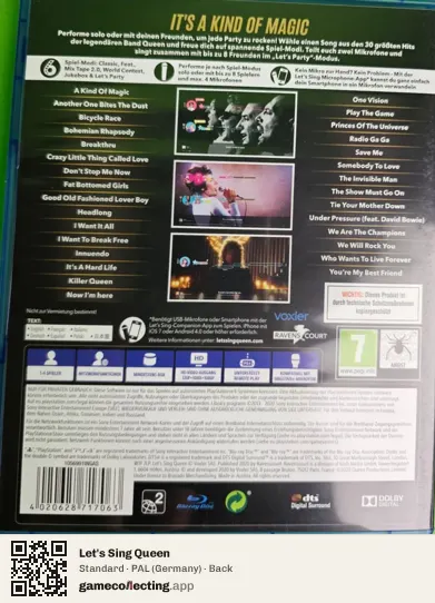 Let's Sing Queen PlayStation 4, Germany box back