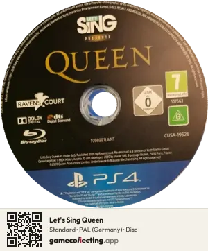 Let's Sing Queen PlayStation 4, PAL disc