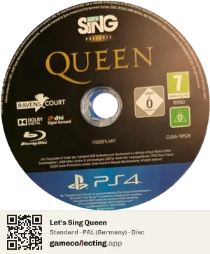 Let's Sing Queen PlayStation 4, PAL disc