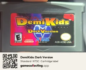 DemiKids: Dark Version Game Boy Advance, NTSC cartridge label