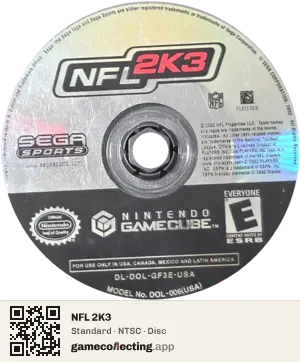 NFL 2K3 Nintendo GameCube, NTSC disc