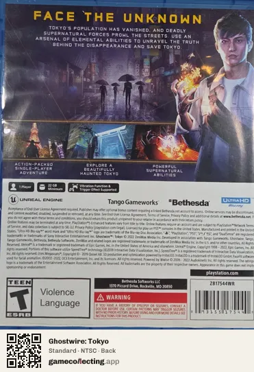 Ghostwire: Tokyo PlayStation 5, NTSC box back