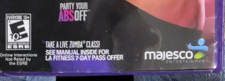 Zumba Fitness Core, the ESRB box on its front
