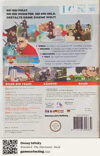 Disney Infinity Nintendo Wii, Germany box back