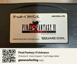 Final Fantasy VI Advance Game Boy Advance, Asia cartridge label