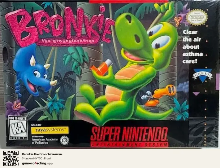 Bronkie the Bronchiasaurus Super Nintendo Entertainment System, NTSC box front