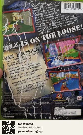 Taz: Wanted Xbox, NTSC box back