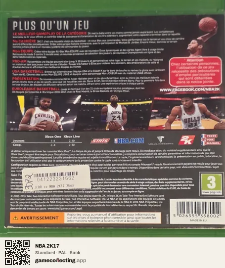 NBA 2K17 Xbox One, PAL box back