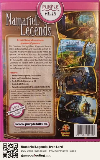 Namariel Legends: Iron Lord Computer, Germany box back