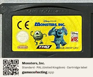 Monsters, Inc. Game Boy Advance, PAL cartridge label