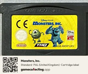 Monsters, Inc. Game Boy Advance, PAL cartridge label
