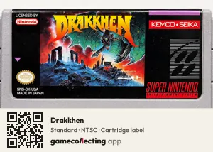 Drakkhen Super Nintendo Entertainment System, NTSC cartridge label