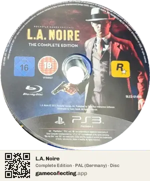 L.A. Noire PlayStation 3, PAL disc
