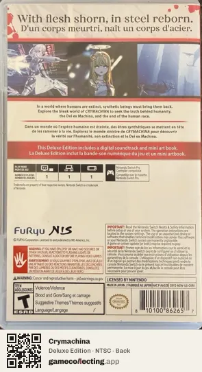 Crymachina Nintendo Switch, NTSC box back