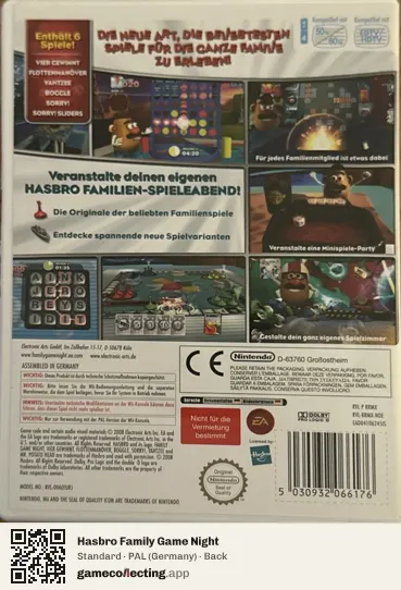 Hasbro Family Game Night Nintendo Wii, Germany box back