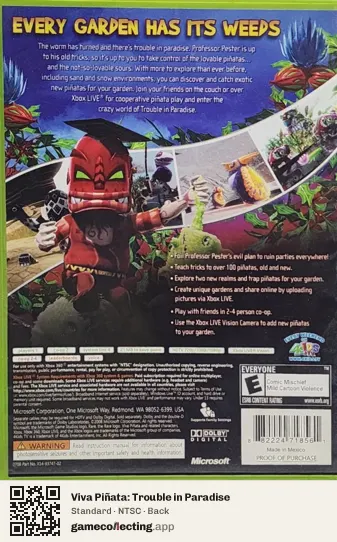 Viva Piñata: Trouble in Paradise Xbox 360, NTSC box back