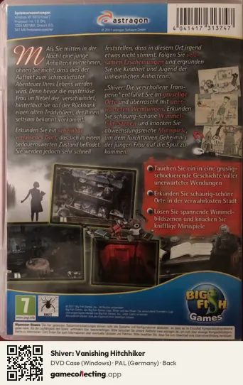 Shiver: Vanishing Hitchhiker Computer, Germany box back