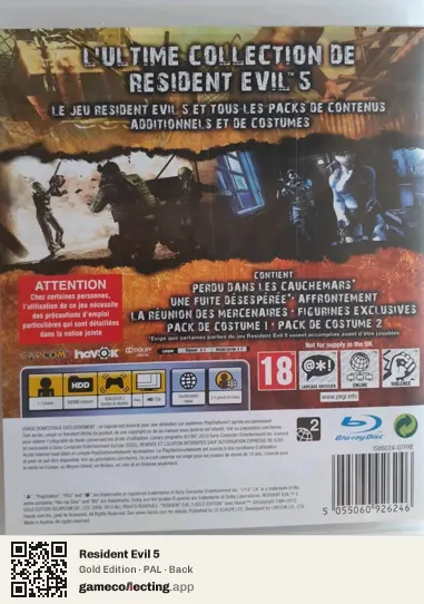 Resident Evil 5 PlayStation 3, PAL box back