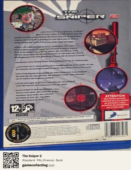 The Sniper 2 PlayStation 2, France box back