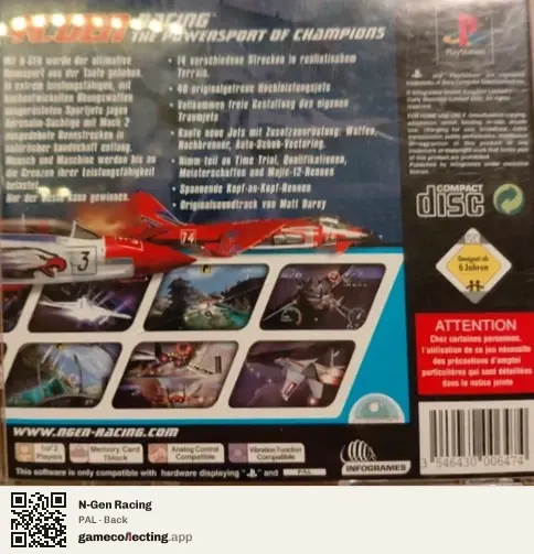 N-Gen Racing PlayStation, PAL box back