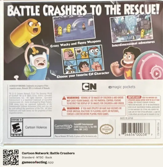 Cartoon Network: Battle Crashers Nintendo 3DS, NTSC box back