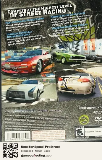 Need for Speed: ProStreet PlayStation 2, NTSC box back