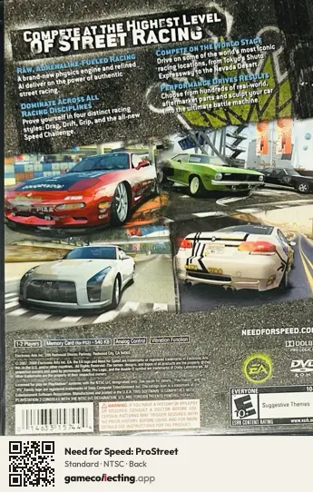 Need for Speed: ProStreet PlayStation 2, NTSC box back