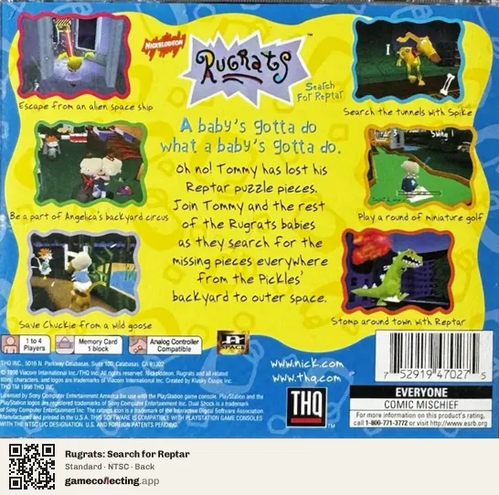 Rugrats: Search for Reptar PlayStation, NTSC box back