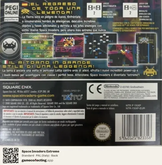 Space Invaders Extreme Nintendo DS, Italy box back