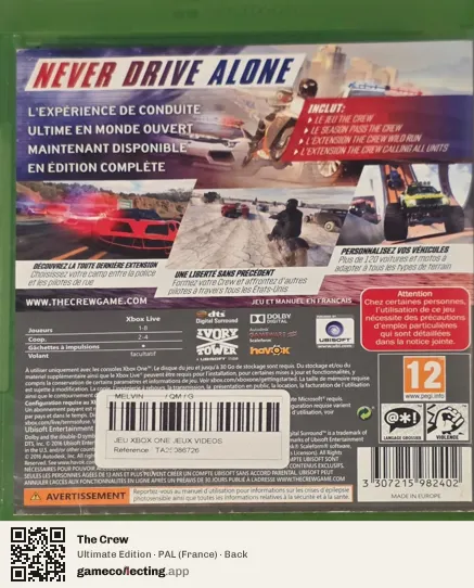 The Crew Xbox One, France box back