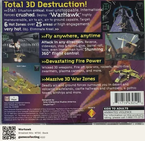 Warhawk PlayStation, NTSC box back