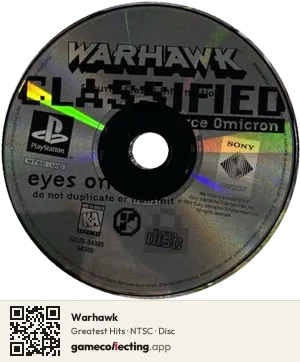 Warhawk PlayStation, NTSC disc