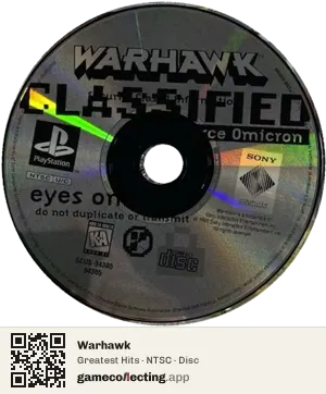 Warhawk PlayStation, NTSC disc