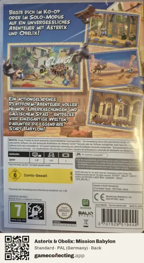 Asterix & Obelix: Mission Babylon Nintendo Switch, Germany box back