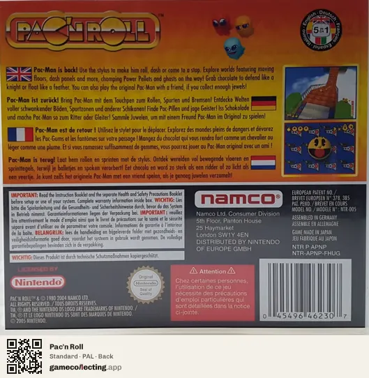 Pac'n Roll Nintendo DS, PAL box back