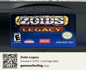 Zoids: Legacy Game Boy Advance, NTSC cartridge label