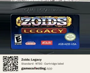 Zoids: Legacy Game Boy Advance, NTSC cartridge label