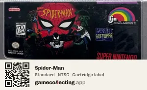 Spider-Man Super Nintendo Entertainment System, NTSC cartridge label
