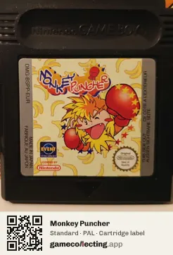 Monkey Puncher Game Boy Color, PAL cartridge label