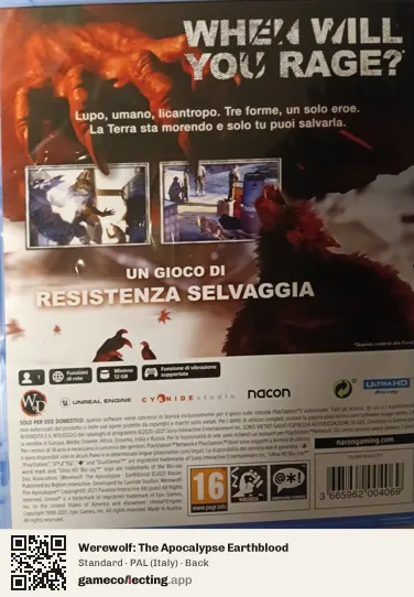 Werewolf: The Apocalypse Earthblood PlayStation 5, Italy box back