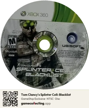 Tom Clancy's Splinter Cell: Blacklist Xbox 360, NTSC disc