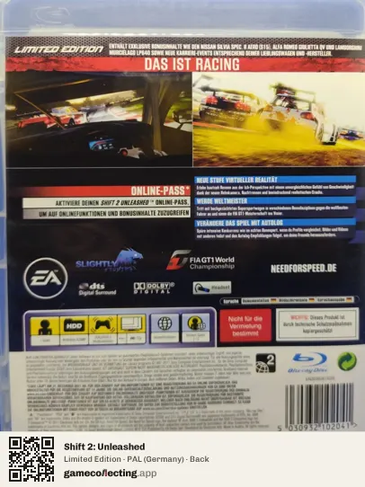 Shift 2: Unleashed PlayStation 3, Germany box back